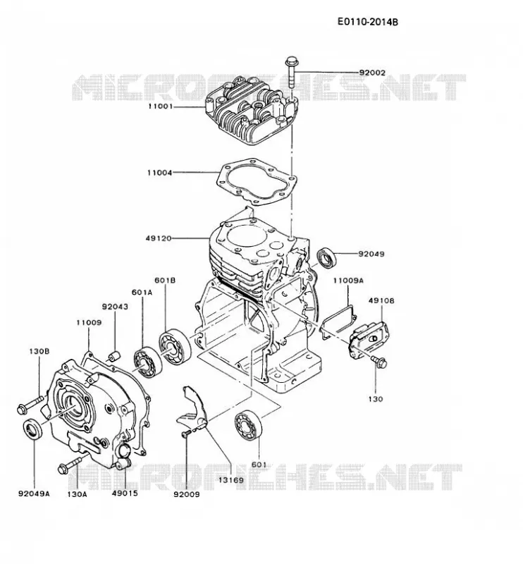 CULASSE/CARTER MOTEUR Kawasaki Generateur GA GAW30A GA2300A  GAW30A-CS00