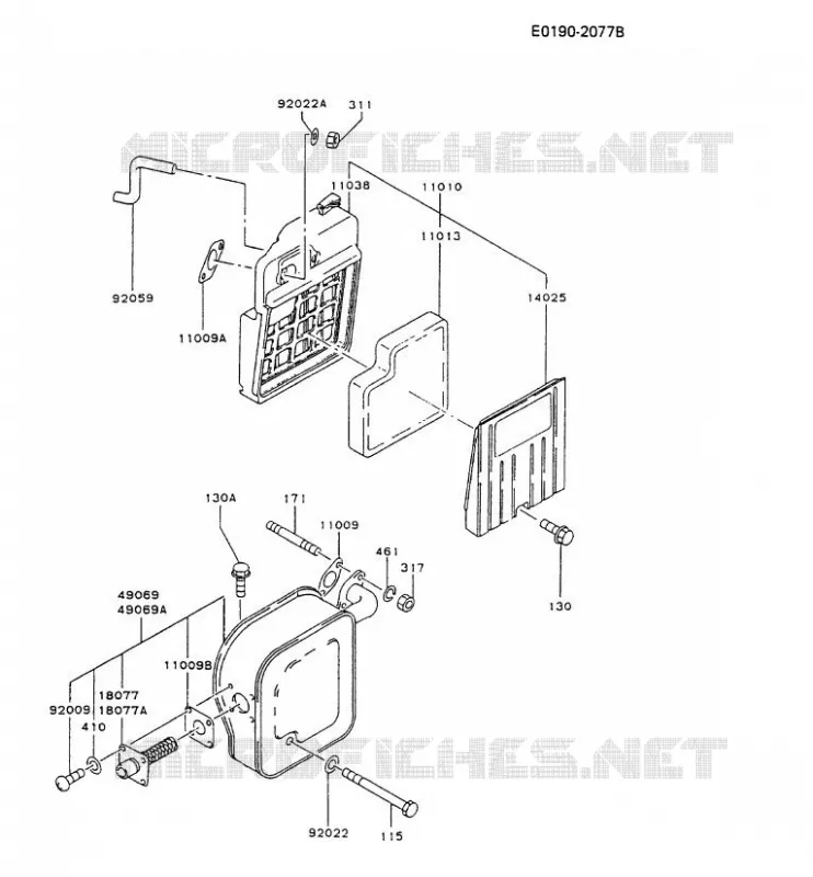 FILTRE &Agrave; AIR/POT D'&Egrave;CHAPPEMENT Kawasaki Generateur GA GAW30A GA2300A  GAW30A-CT25