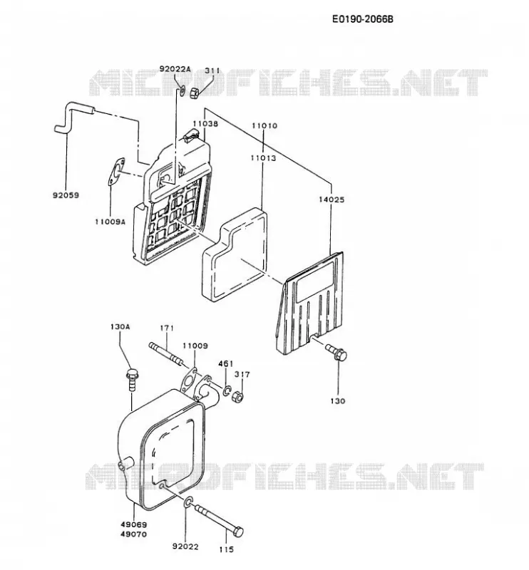 FILTRE &Agrave; AIR/POT D'&Egrave;CHAPPEMENT Kawasaki Generateur GA GAW30A GA2300A  GAW30A-DA50