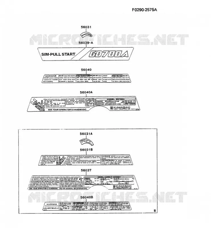 LABEL Kawasaki Generateur GD GD700A GD700A  GD700A-AA55