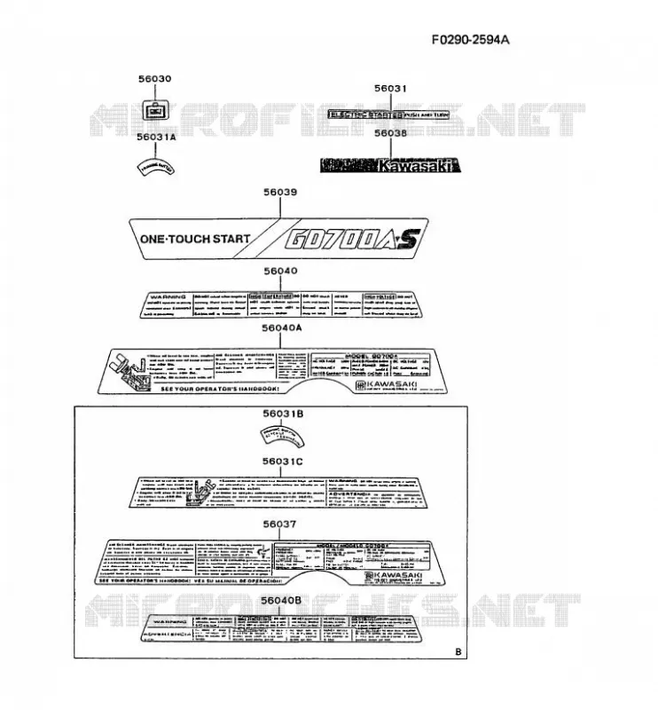 LABEL Kawasaki Generateur GD GD700A GD700A-S  GD700A-AA63