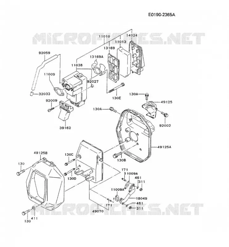 FILTRE &Agrave; AIR/POT D'&Egrave;CHAPPEMENT Kawasaki Generateur GD GD700A GD700A-S  GD700A-AA68