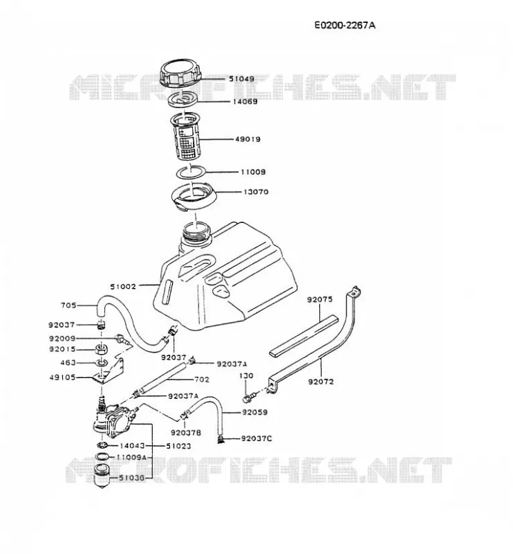 RESERVOIR CARBURANT/ROBINET Kawasaki Generateur GD GD700A GD700A-S  GD700A-BA63
