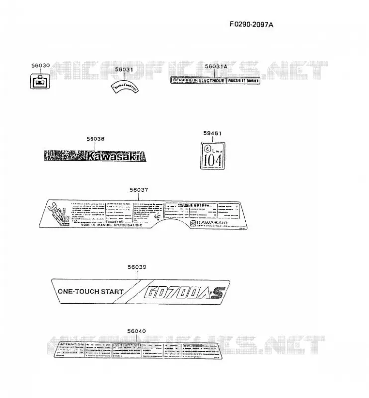 LABEL Kawasaki Generateur GD GD700A GD700A-S  GD700A-BS52