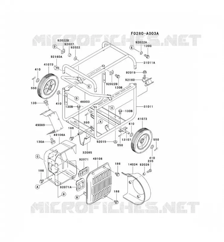 CH&Acirc;SSIS Kawasaki Generateur GE GEF00A GE5000A  GEF00A-CS54