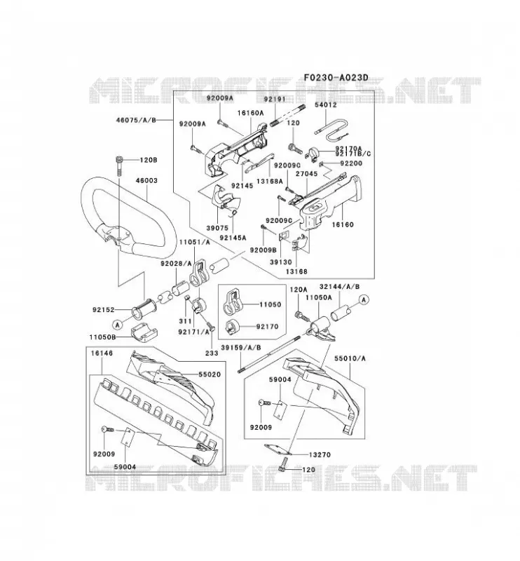 PIPE/GUIDON/GARDE Kawasaki Gardiennage HA HA026F KBL26A  HA026F-AS01