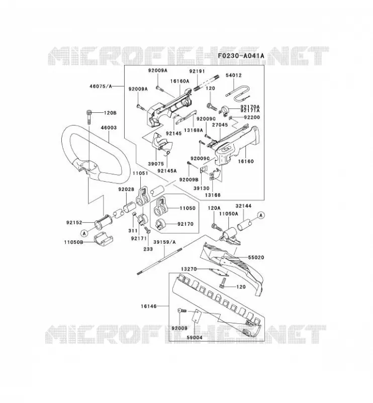 PIPE/GUIDON/GARDE Kawasaki Gardiennage HA HA026F KBL26A  HA026F-AS51