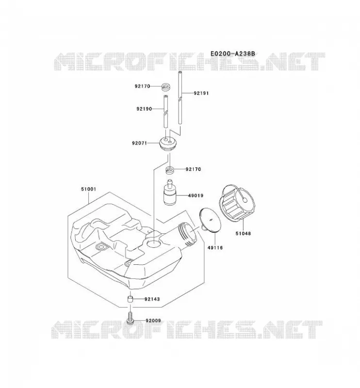 RESERVOIR CARBURANT/ROBINET Kawasaki Gardiennage HA HA026F KBL26A  HA026F-AS51