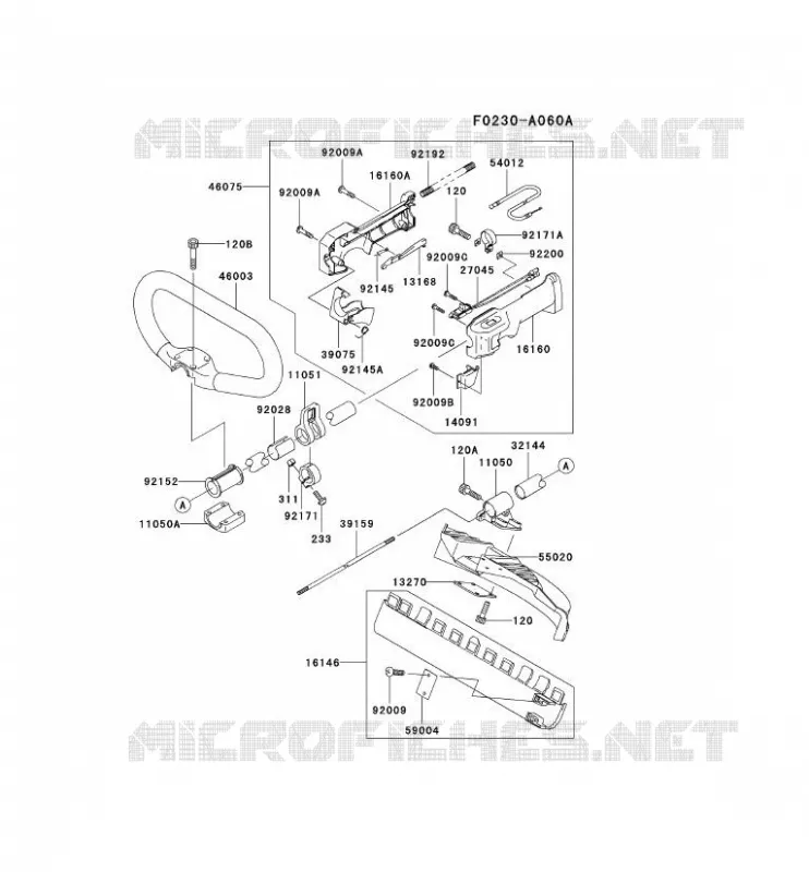 PIPE/GUIDON/GARDE Kawasaki Gardiennage HA HA027F KBL27A  HA027F-AS51