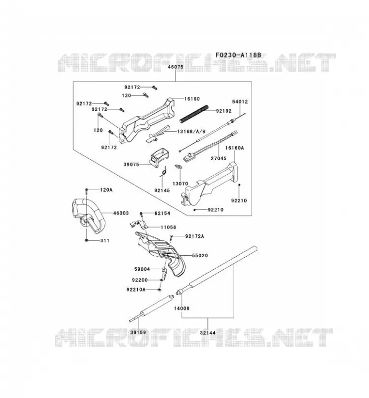 PIPE/GUIDON/GARDE Kawasaki Gardiennage HA HA027V KTFR27A  HA027V-CS00