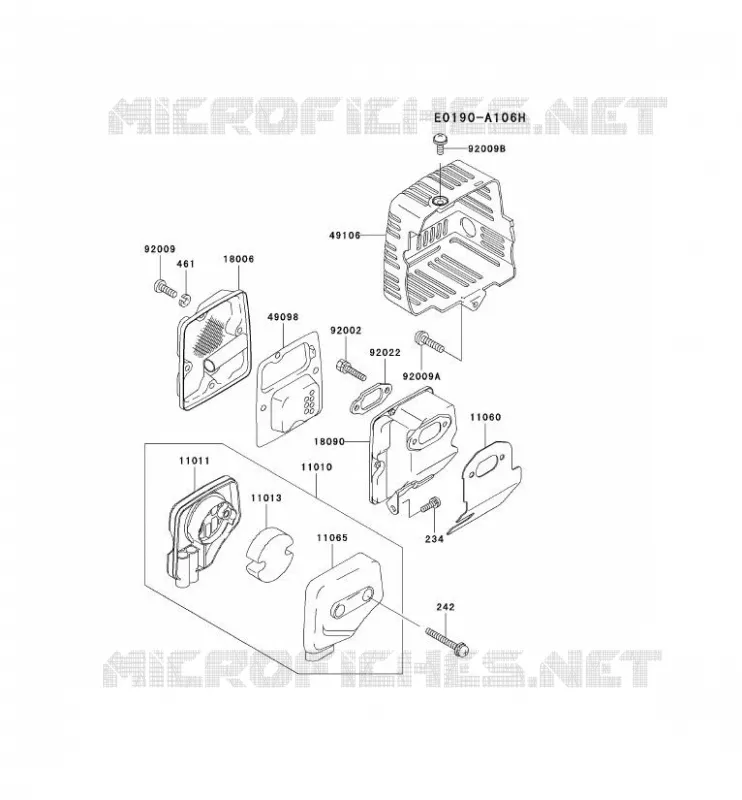 FILTRE &Agrave; AIR/POT D'&Egrave;CHAPPEMENT Kawasaki Gardiennage HA HA033F KBH33A  HA033F-AS50