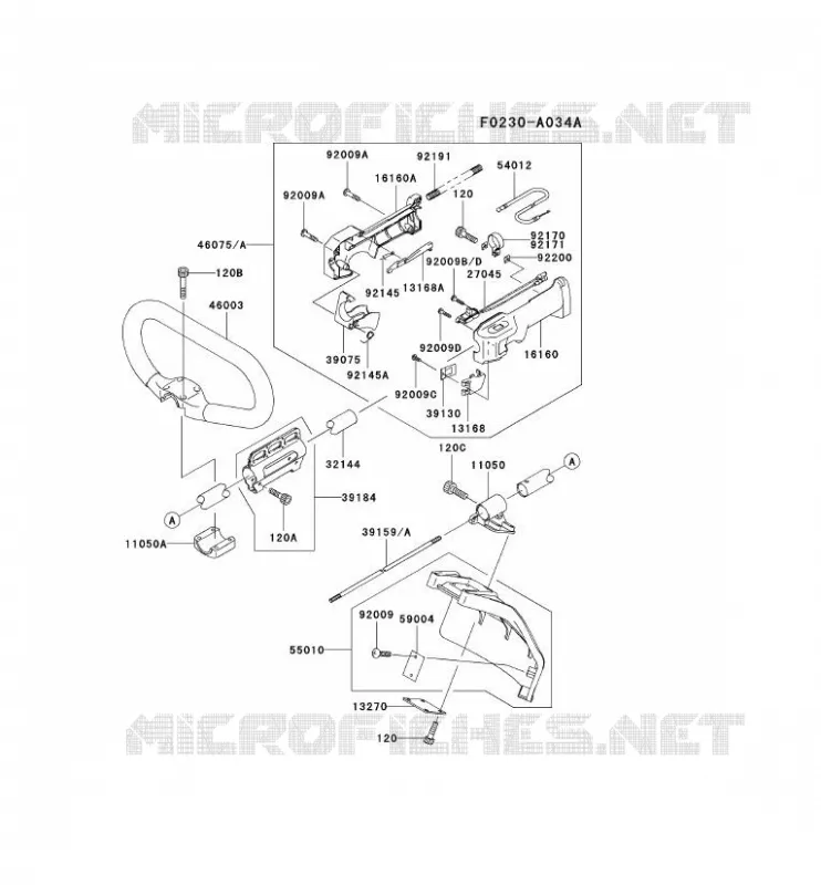 PIPE/GUIDON/GARDE Kawasaki Gardiennage HA HA034F KBL34A  HA034F-AS02