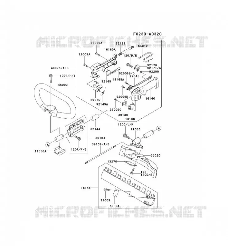 PIPE/GUIDON/GARDE Kawasaki Gardiennage HA HA034F KBL34A  HA034F-AT26