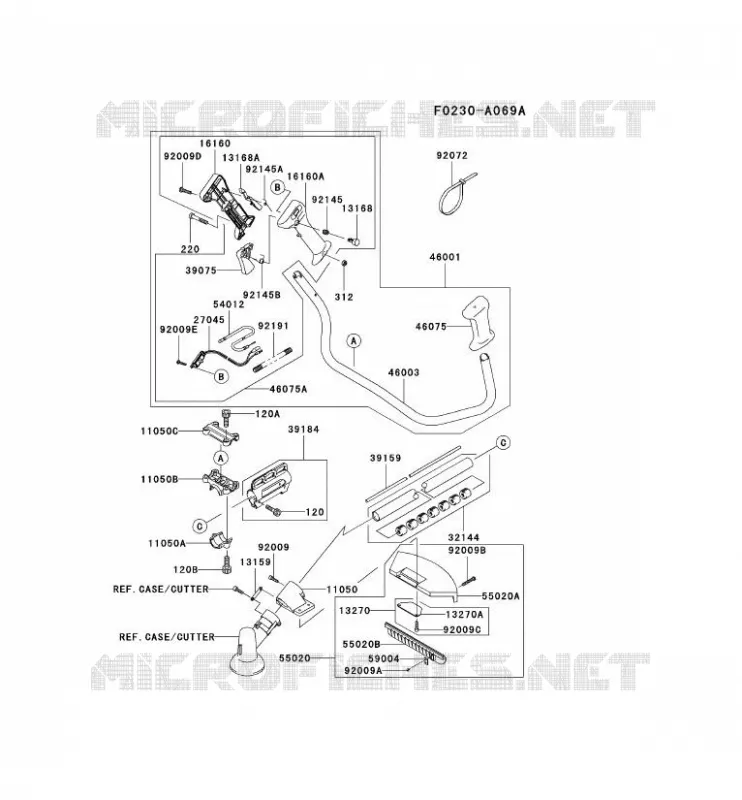 PIPE/GUIDON/GARDE Kawasaki Gardiennage HA HA034G KBH34A  HA034G-AT25