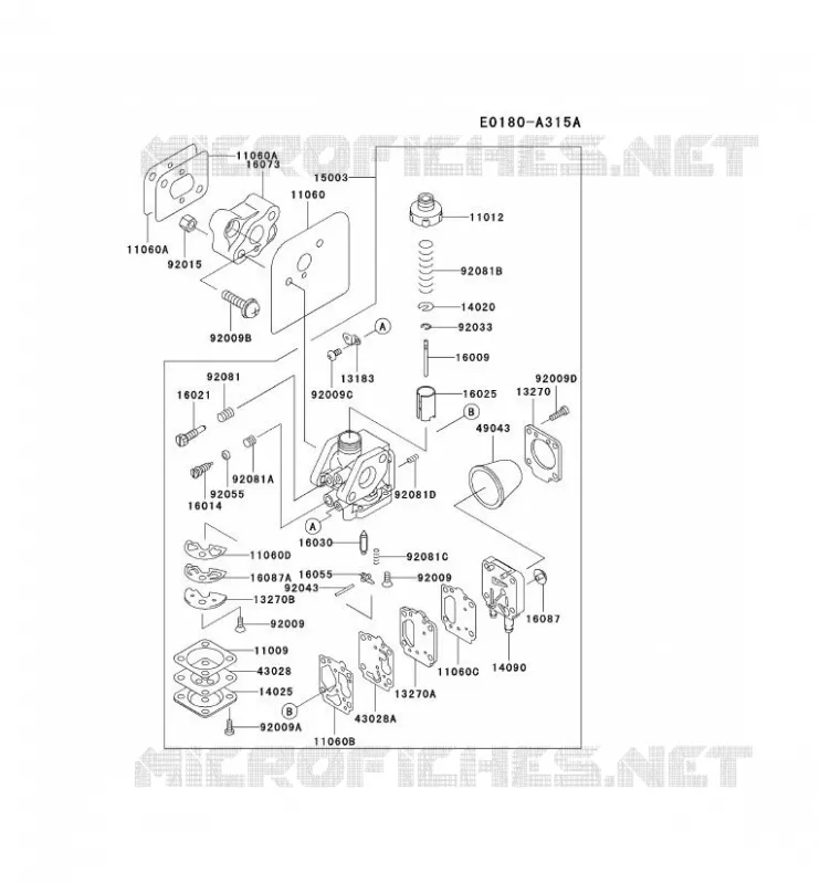 CARBURATEUR Kawasaki Gardiennage HA HA043F KBH43A  HA043F-AS50