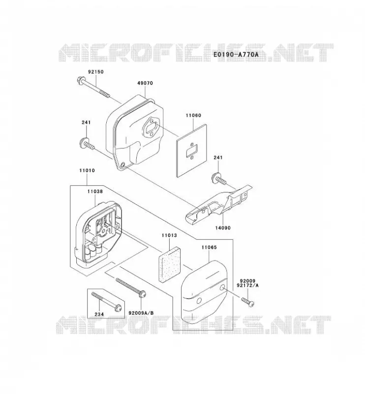 FILTRE &Agrave; AIR/POT D'&Egrave;CHAPPEMENT Kawasaki Gardiennage HA HA043F KBH43A  HA043F-BS52