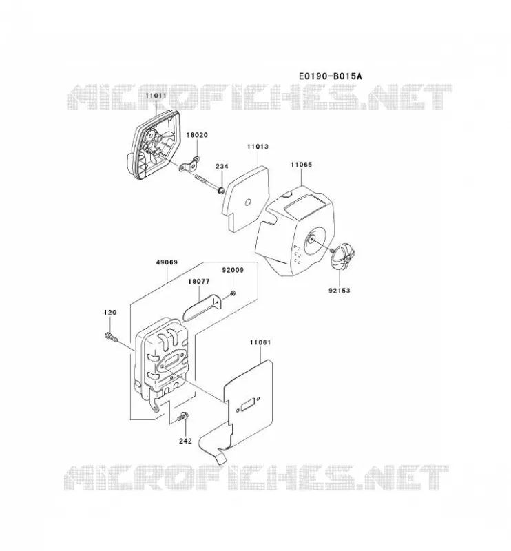FILTRE &Agrave; AIR/POT D'&Egrave;CHAPPEMENT Kawasaki Gardiennage HA HA045B KBH45A  HA045B-AS50