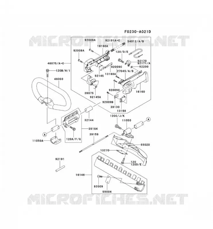 PIPE/GUIDON/GARDE Kawasaki Gardiennage HA HA048F KBL48A  HA048F-BS51