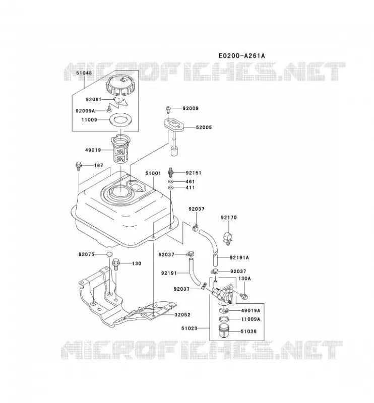 RESERVOIR CARBURANT/ROBINET Kawasaki Gardiennage HC HC080A KWN30A  HC080A-AS01