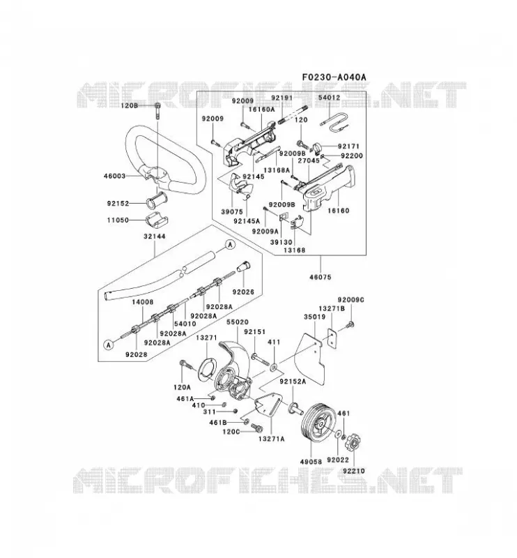 PIPE/GUIDON/GARDE Kawasaki Gardiennage HE HE026A KEL26A  HE026A-AS00