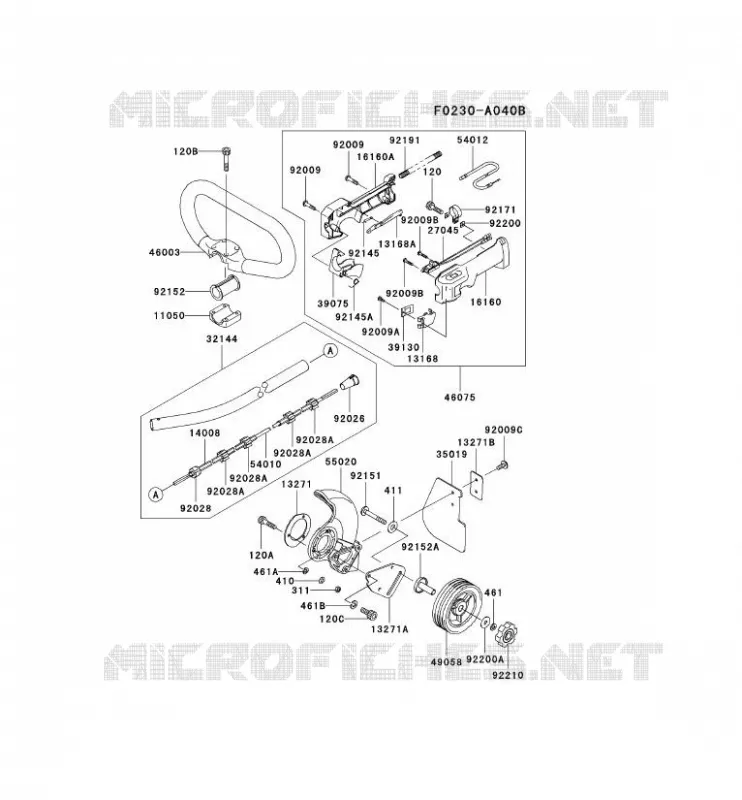 PIPE/GUIDON/GARDE Kawasaki Gardiennage HE HE026A KEL26A  HE026A-AS01