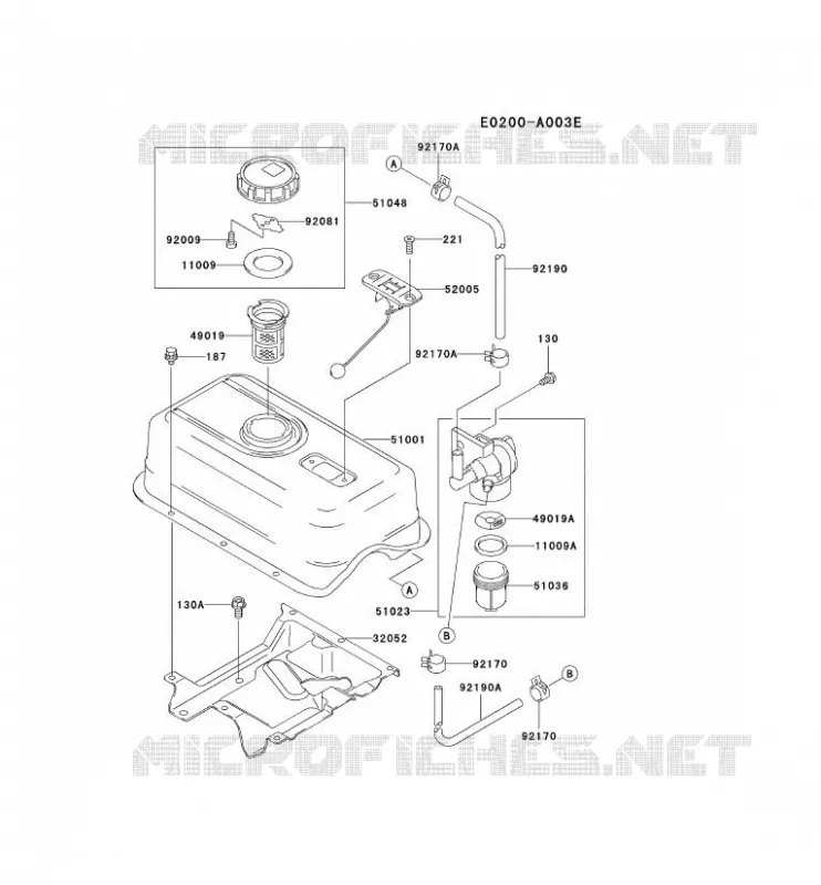 RESERVOIR CARBURANT/ROBINET Kawasaki Gardiennage HF HF100A KWT40A  HF100A-AS01