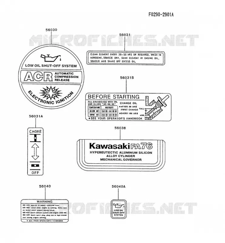 LABEL Kawasaki Petits Moteurs FA FA076D FA MOTORS  FA076D-CS09