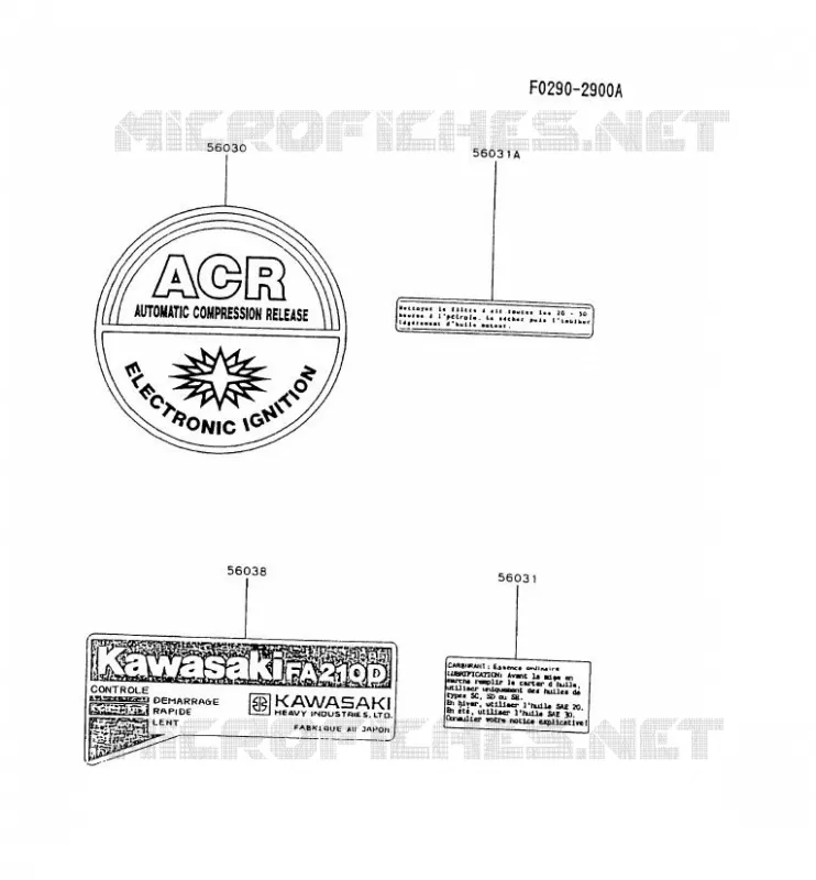 LABEL Kawasaki Petits Moteurs FA FA210A FA MOTORS  FA210A-FS54
