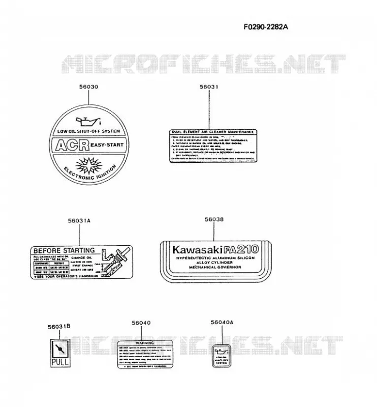 LABEL Kawasaki Petits Moteurs FA FA210D FA MOTORS  FA210D-AS23