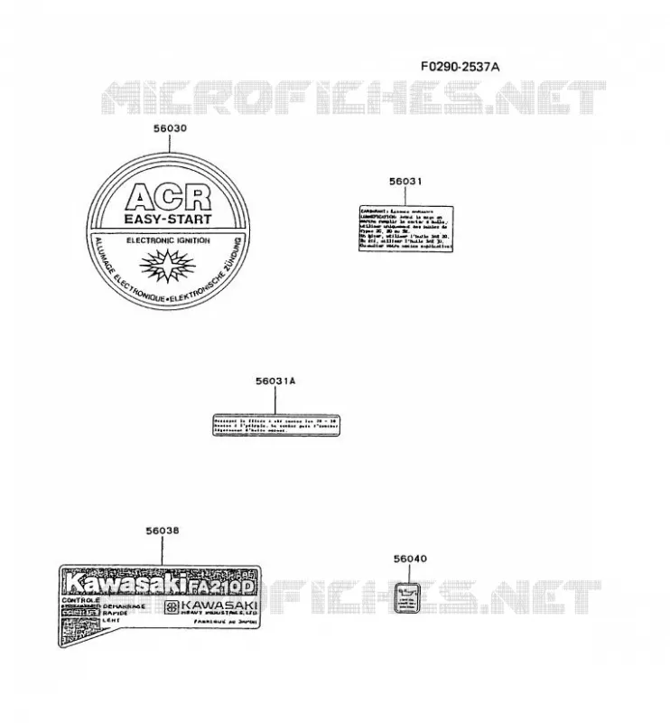 LABEL Kawasaki Petits Moteurs FA FA210D FA MOTORS  FA210D-AS74