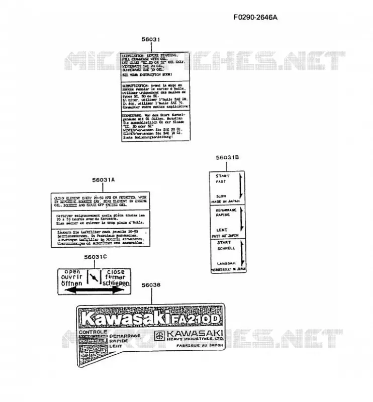 LABEL Kawasaki Petits Moteurs FA FA210D FA MOTORS  FA210D-AT51