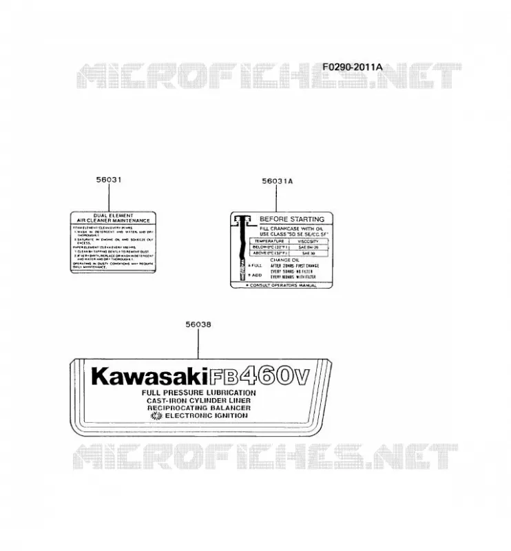 LABEL Kawasaki Petits Moteurs FB FB460V FB MOTORS  FB460V-AS29