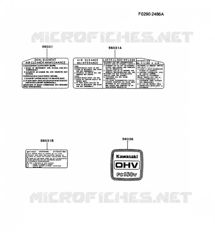 LABEL Kawasaki Petits Moteurs FC FC150V FC MOTORS  FC150V-AA53