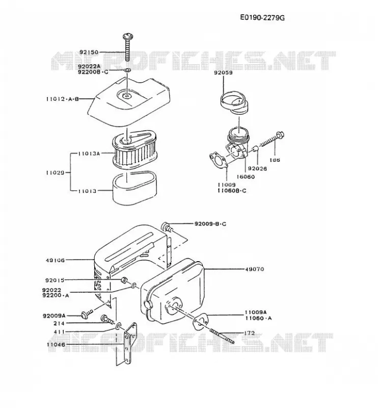 FILTRE &Agrave; AIR/POT D'&Egrave;CHAPPEMENT Kawasaki Petits Moteurs FC FC150V FC MOTORS  FC150V-AS57