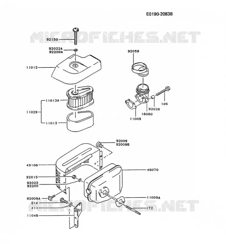 FILTRE &Agrave; AIR/POT D'&Egrave;CHAPPEMENT Kawasaki Petits Moteurs FC FC150V FC MOTORS  FC150V-BS51