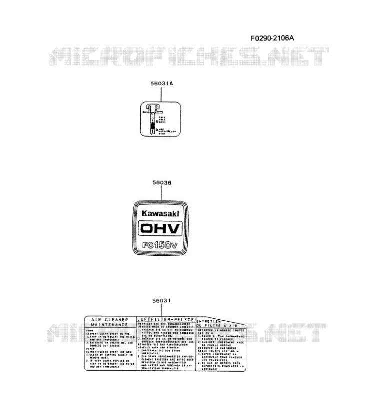 LABEL Kawasaki Petits Moteurs FC FC150V FC MOTORS  FC150V-EC52