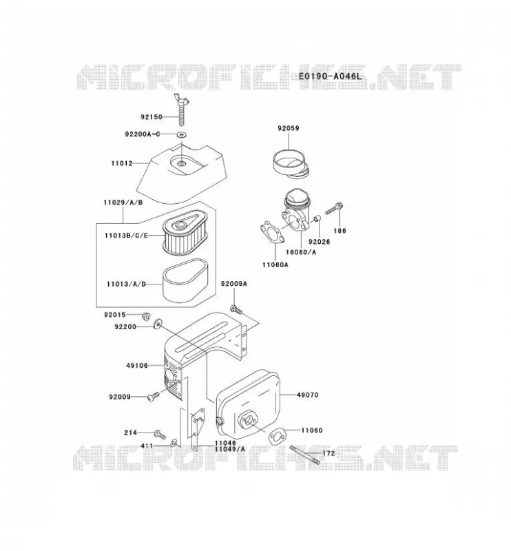 FILTRE &Agrave; AIR/POT D'&Egrave;CHAPPEMENT Kawasaki Petits Moteurs FC FC150V FC MOTORS  FC150V-FS13