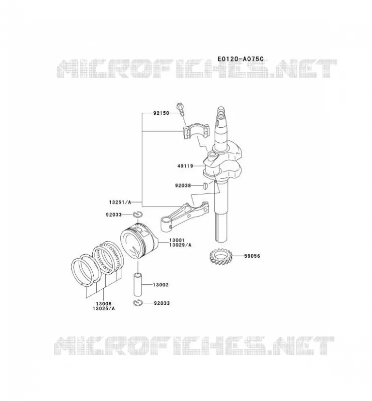 PISTON/VILEBREQUIN Kawasaki Petits Moteurs FC FC150V FC MOTORS  FC150V-FS31