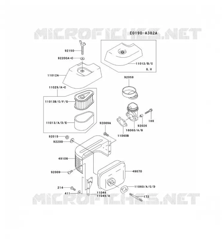 FILTRE &Agrave; AIR/POT D'&Egrave;CHAPPEMENT Kawasaki Petits Moteurs FC FC150V FC MOTORS  FC150V-JS00
