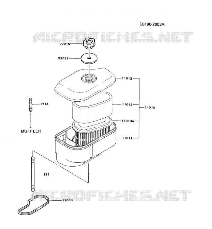 FILTRE &Agrave; AIR/POT D'&Egrave;CHAPPEMENT Kawasaki Petits Moteurs FC FC290V FC MOTORS  FC290V-CS10