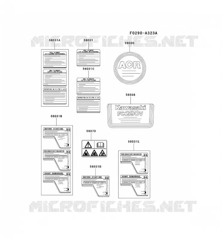 LABEL Kawasaki Petits Moteurs FC FC290V FC MOTORS  FC290V-FA51