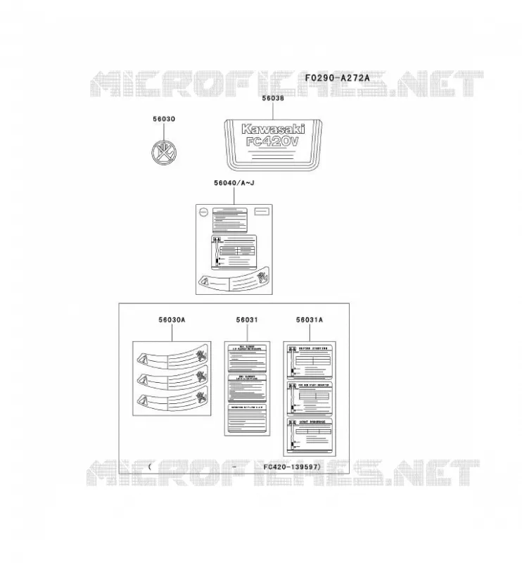 LABEL Kawasaki Petits Moteurs FC FC420V FC MOTORS  FC420V-FB00