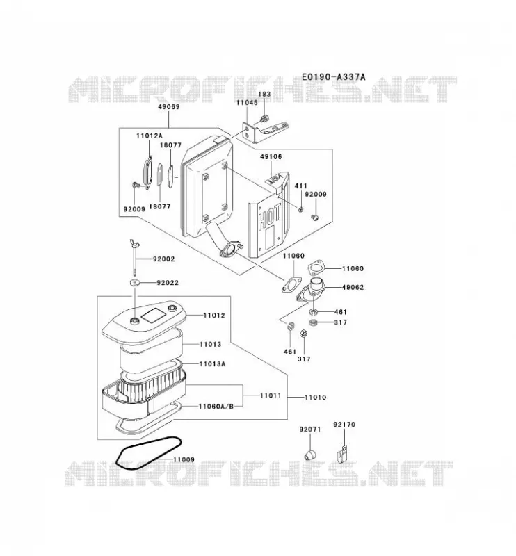 FILTRE &Agrave; AIR/POT D'&Egrave;CHAPPEMENT Kawasaki Petits Moteurs FC FC540V FC MOTORS  FC540V-CS18