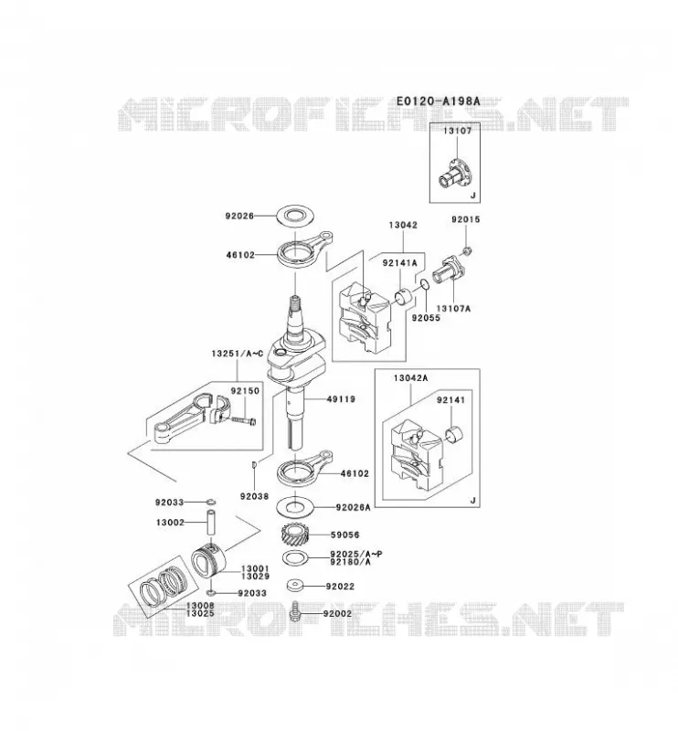 PISTON/VILEBREQUIN Kawasaki Petits Moteurs FC FC540V FC MOTORS  FC540V-JS03