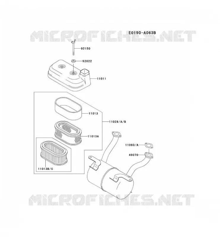 FILTRE &Agrave; AIR/POT D'&Egrave;CHAPPEMENT Kawasaki Petits Moteurs FD FD440V FD MOTORS  FD440V-BS00