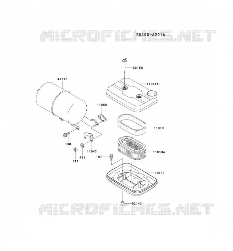 FILTRE &Agrave; AIR/POT D'&Egrave;CHAPPEMENT Kawasaki Petits Moteurs FD FD501D FD MOTORS  FD501D-AS01