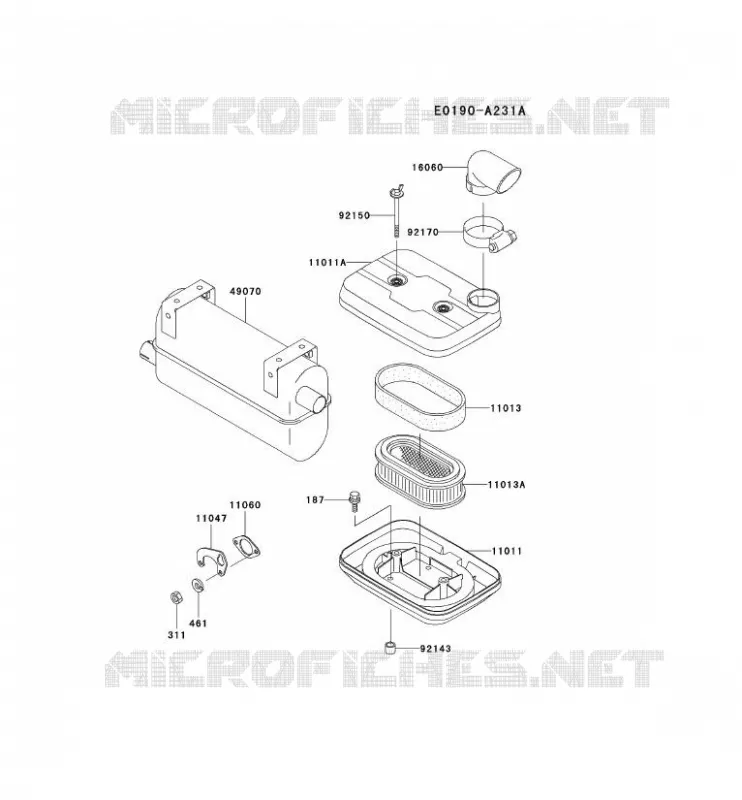 FILTRE &Agrave; AIR/POT D'&Egrave;CHAPPEMENT Kawasaki Petits Moteurs FD FD501D FD MOTORS  FD501D-AS02