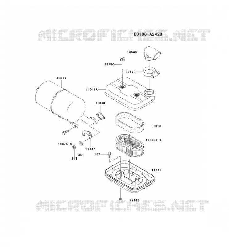 FILTRE &Agrave; AIR/POT D'&Egrave;CHAPPEMENT Kawasaki Petits Moteurs FD FD501D FD MOTORS  FD501D-BS00