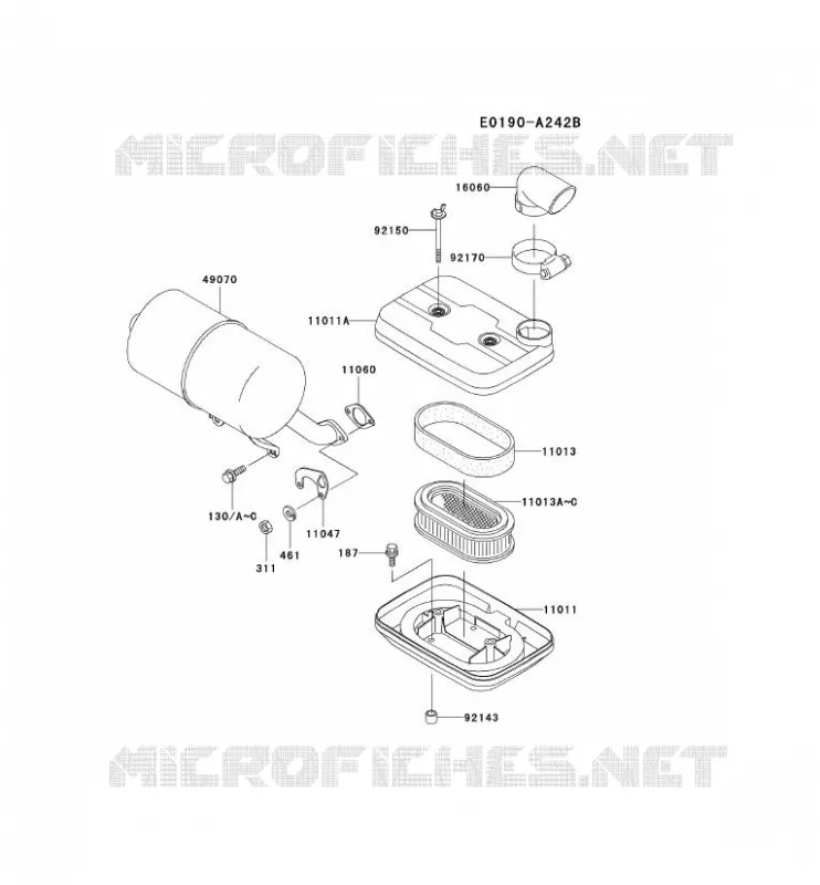 FILTRE &Agrave; AIR/POT D'&Egrave;CHAPPEMENT Kawasaki Petits Moteurs FD FD501D FD MOTORS  FD501D-DS00