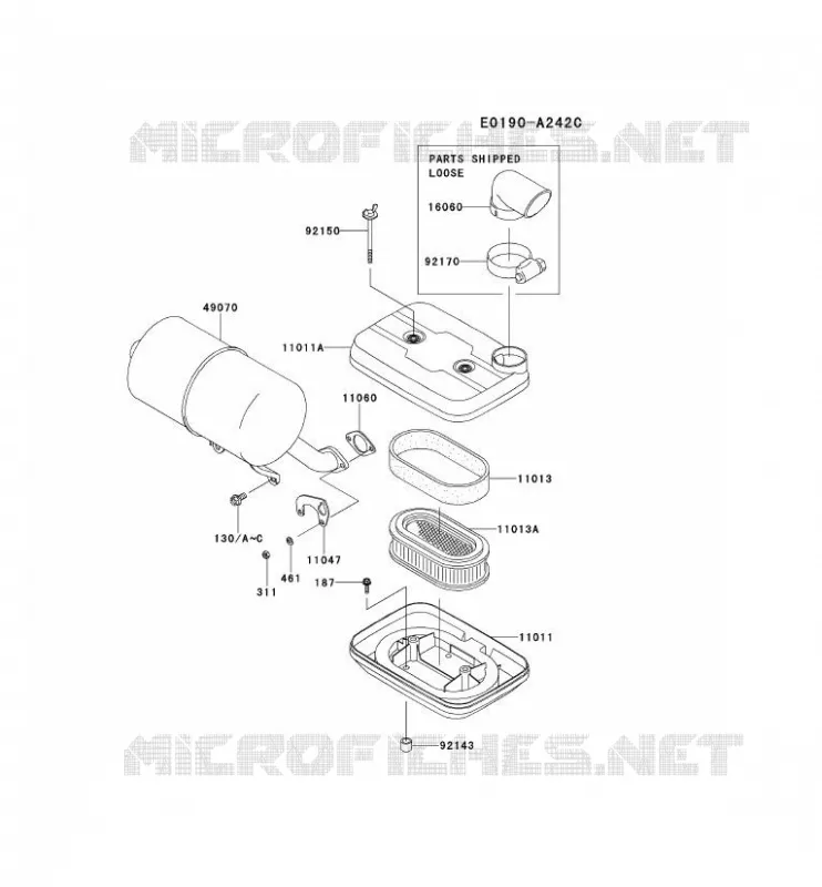 FILTRE &Agrave; AIR/POT D'&Egrave;CHAPPEMENT Kawasaki Petits Moteurs FD FD501D FD MOTORS  FD501D-GS00